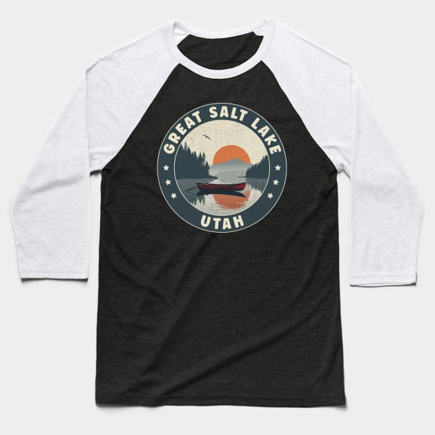 Great Salt Lake Utah Sunset Baseball T-Shirt by turtlestart